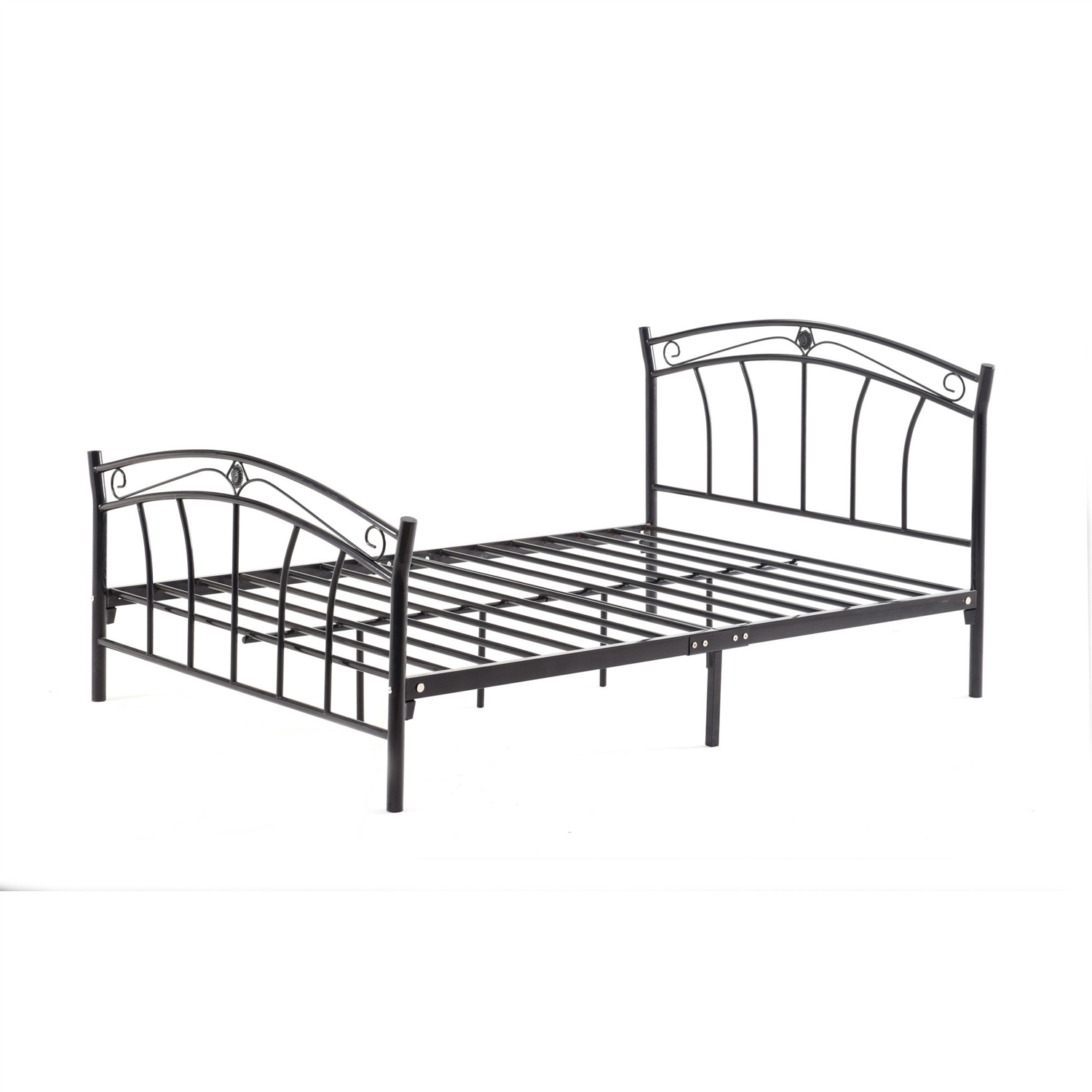 FaFurn - Queen Size Platform Bed Frame with Headboard and Footboard in Black, Metal