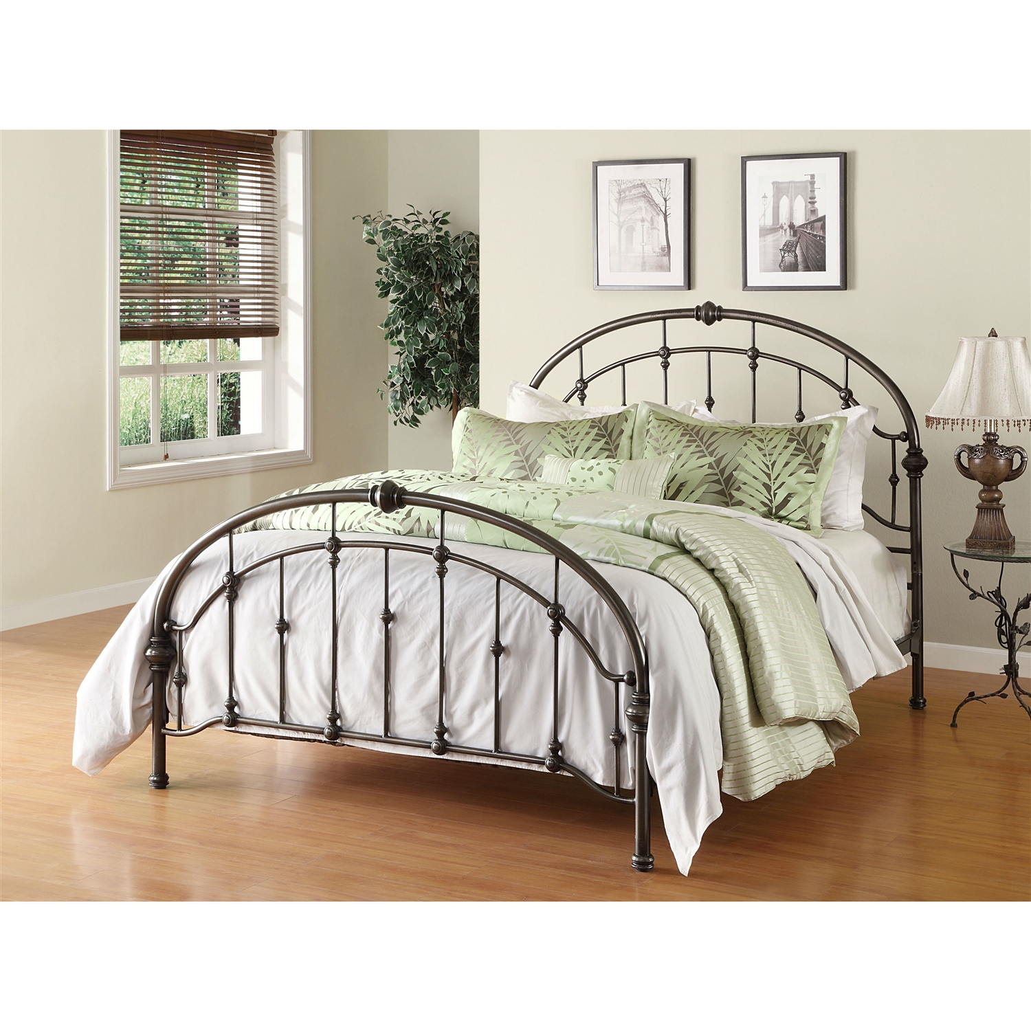 FaFurn - Queen Size Bed Base with Headboard and Footboard in Antique Bronze, Metal