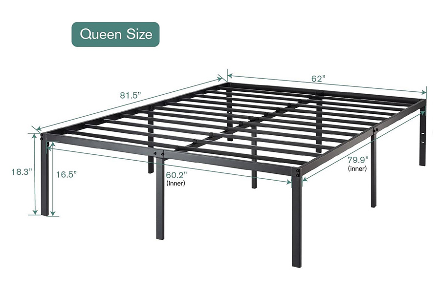 FaFurn 18-Inch Metal Platform Bed Frame with Under-Bed Storage Space - Queen Size