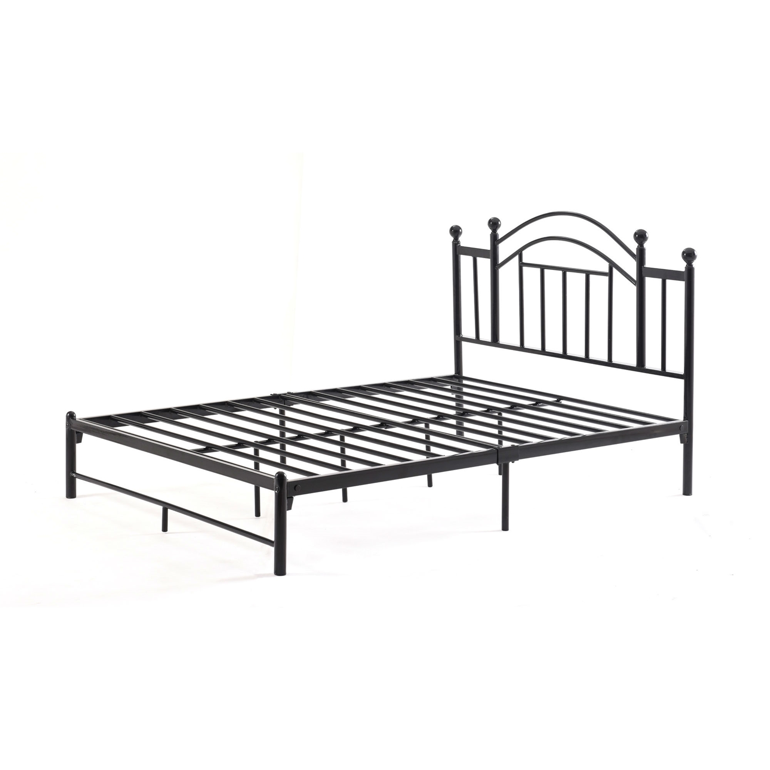 FaFurn - Queen Size Platform Bed Frame with Vintage Post Style Arch Headboard in Black, Metal