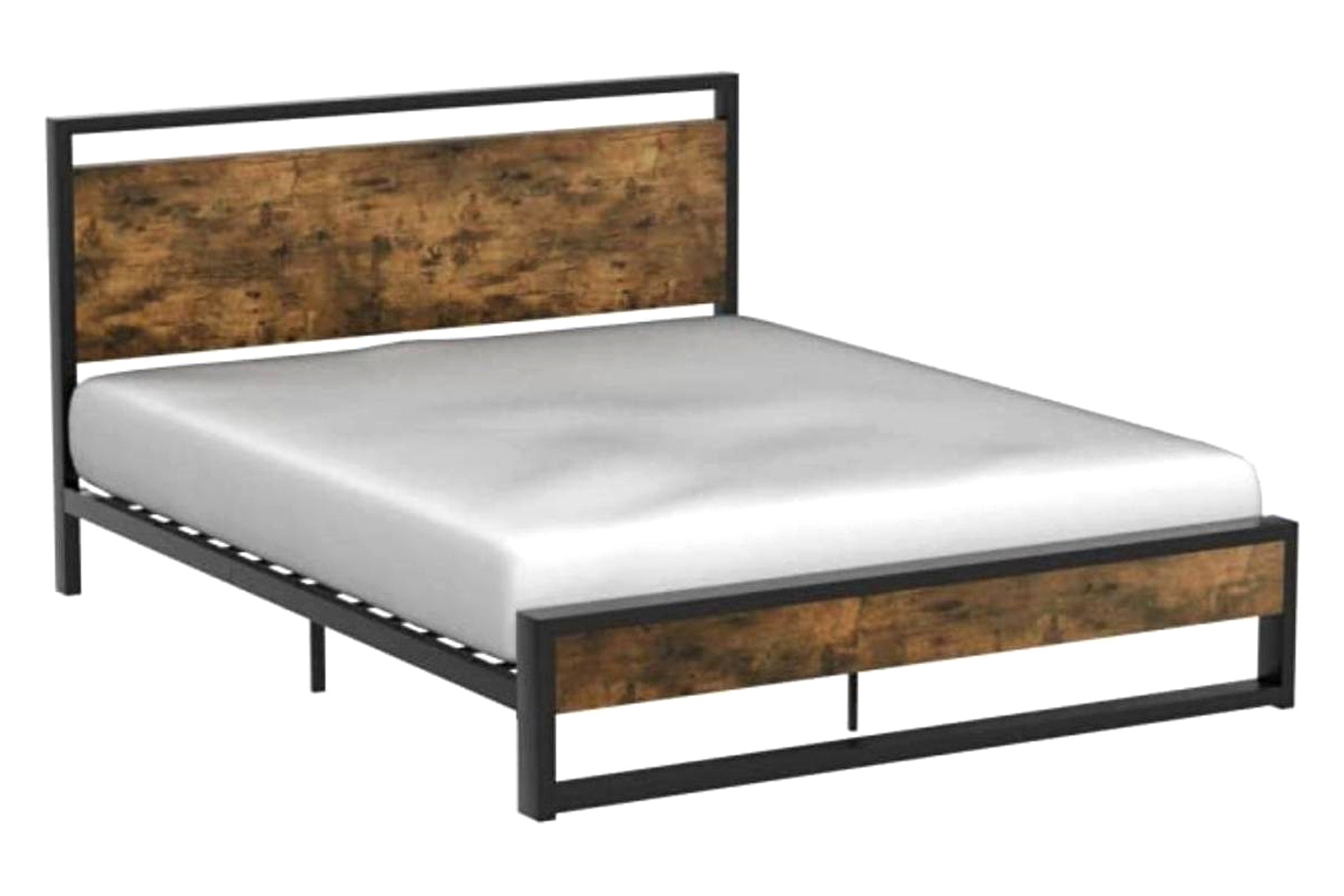 FaFurn - Modern Farmhouse Platform Bed Frame with Wood Panel Headboard Footboard