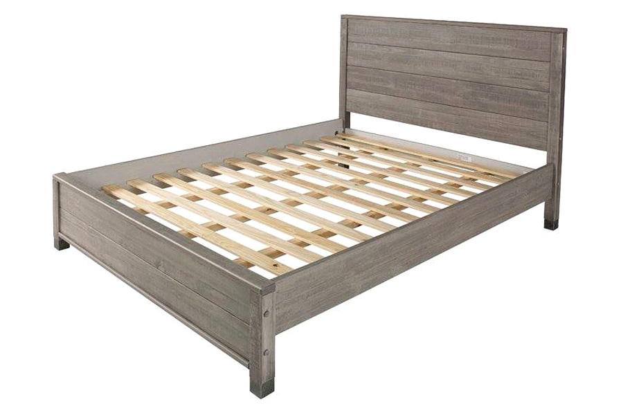 FaFurn Solid Wood Platform Bed Frame with Headboard - Gray, Queen Size