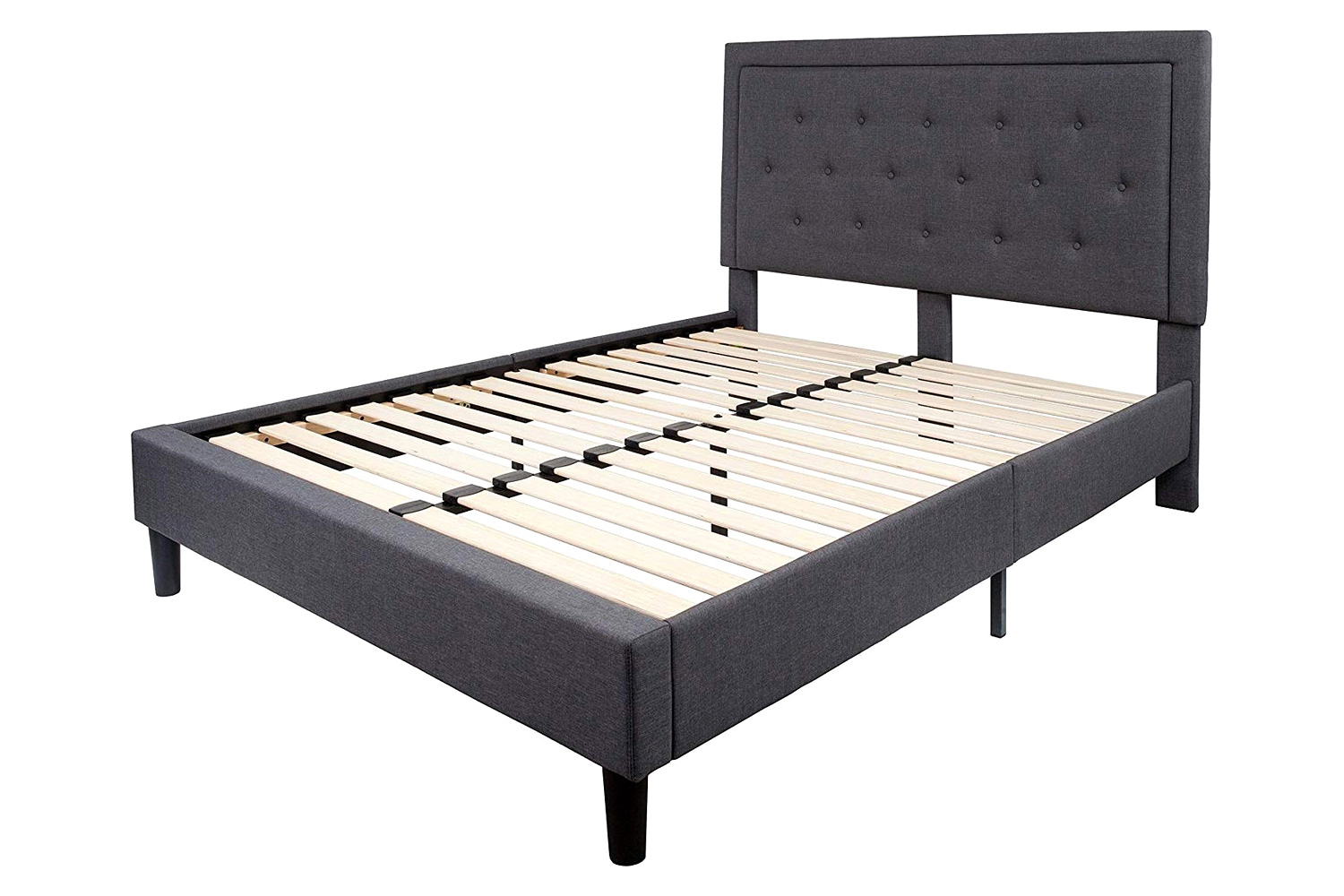 FaFurn - Upholstered Platform Bed Frame with Button Tufted Headboard