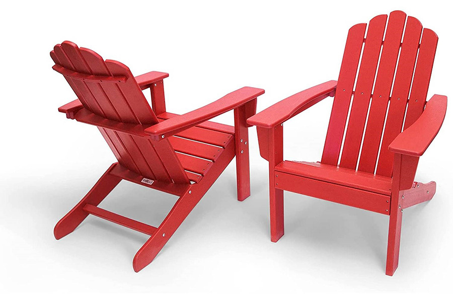 FaFurn Adirondack All Weather Recycled Poly Plastic Outdoor Patio Chairs Set of 2 - Red