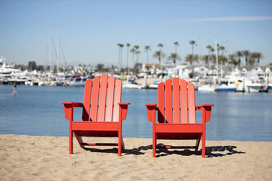 FaFurn Adirondack All Weather Recycled Poly Plastic Outdoor Patio Chairs Set of 2 - Red