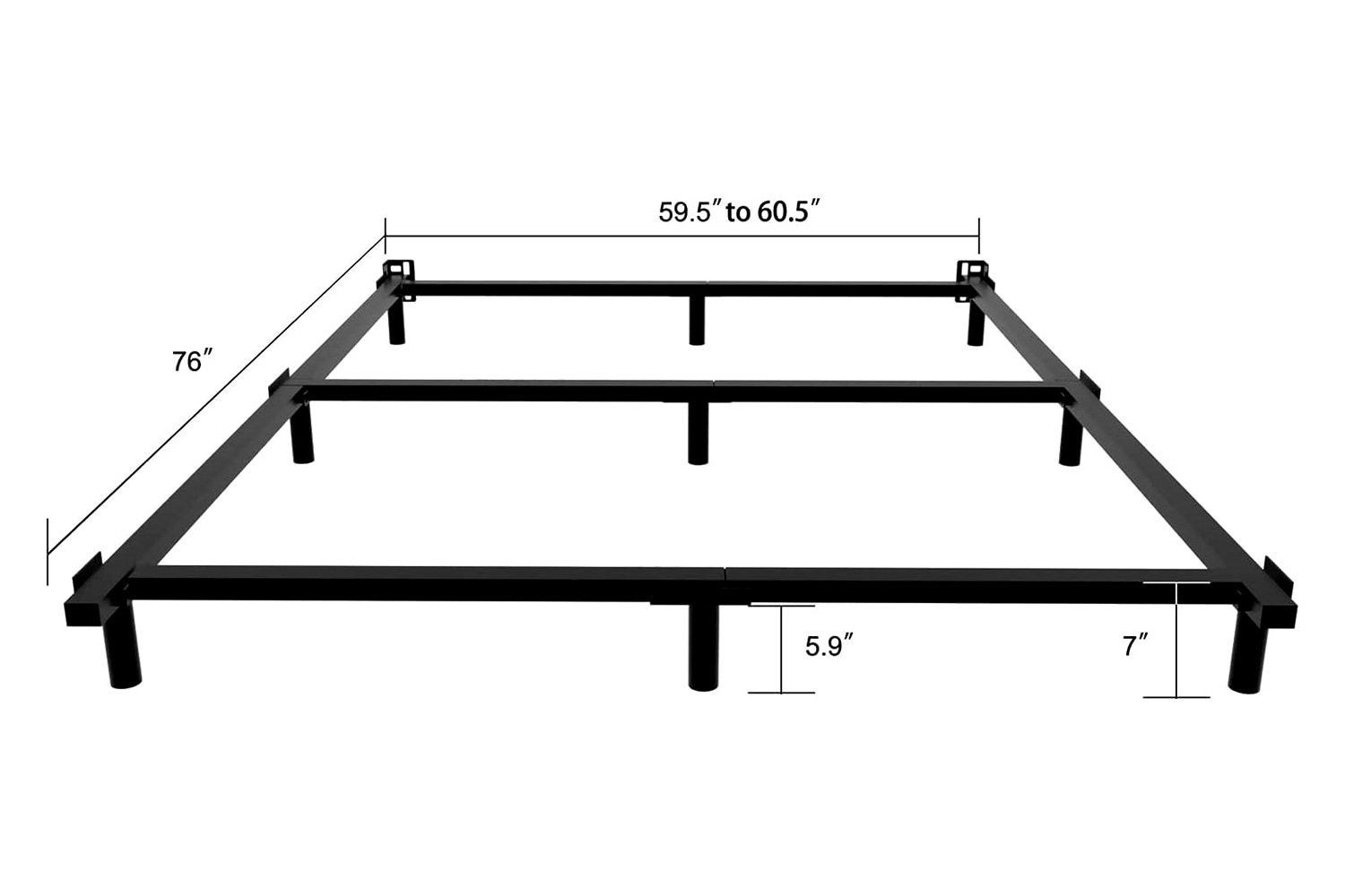 FaFurn 9-Leg Metal Bed Frame with Headboard Brackets - Queen Size