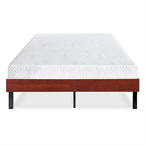 FaFurn Queen Size Platform Bed Frame with Cherry Finish Wood Sides - Cherry, Metal