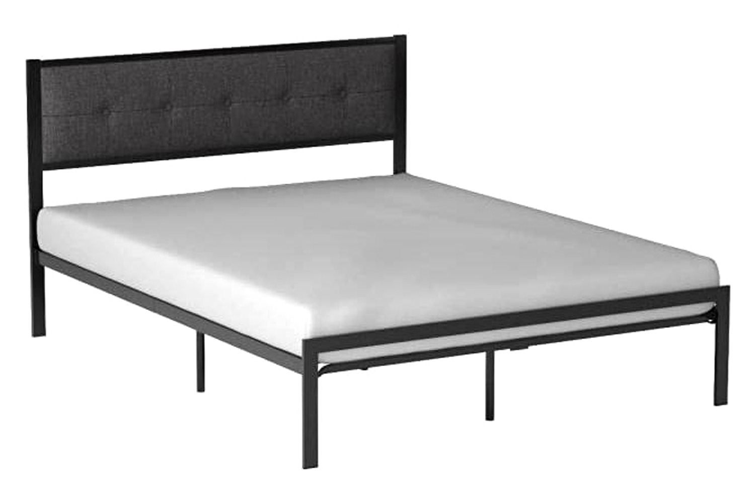 FaFurn - Metal Platform Bed Frame with Button Tufted Upholstered Headboard