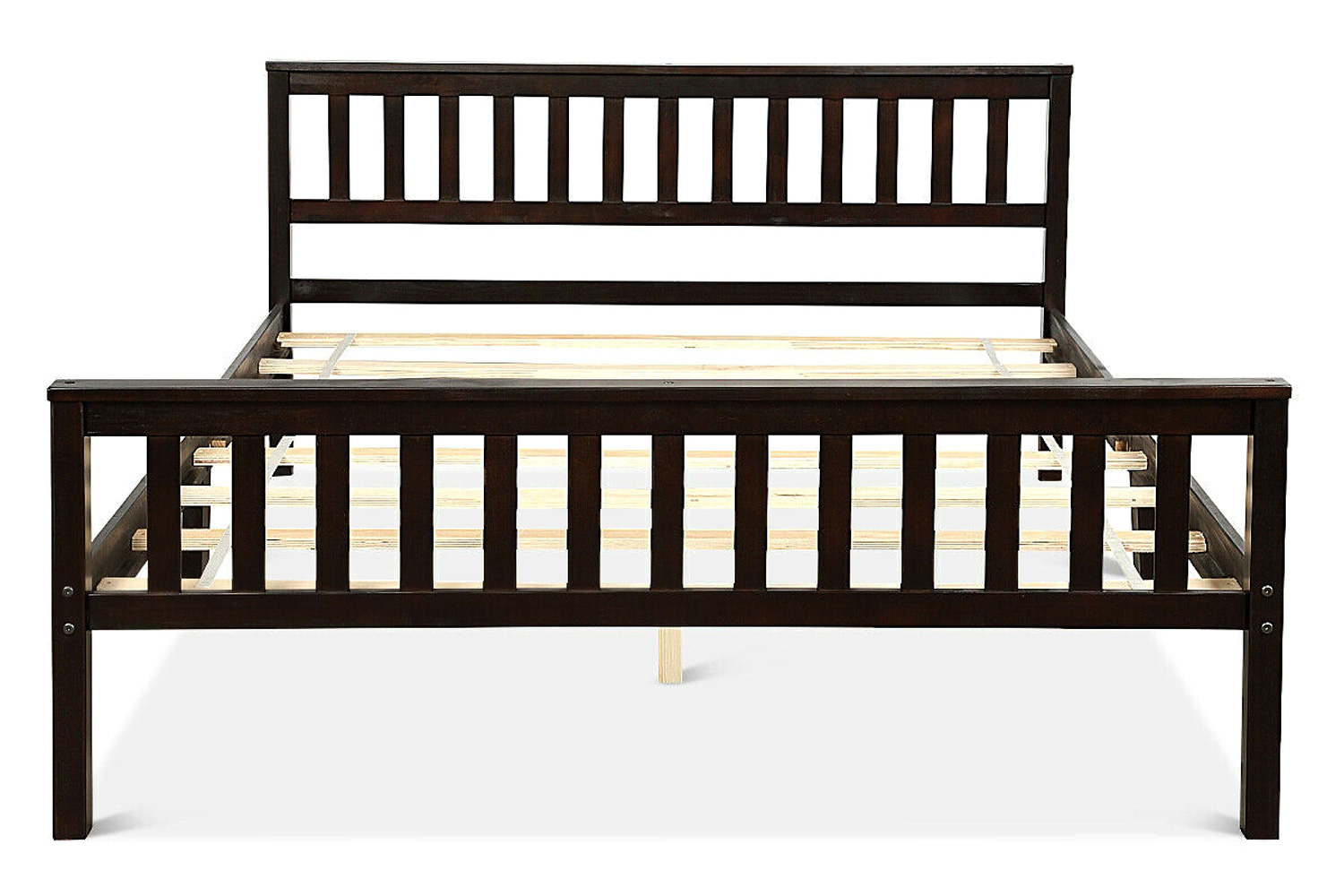 FaFurn - Queen Wood Platform Bed Frame with Headboard and Footboard in Espresso