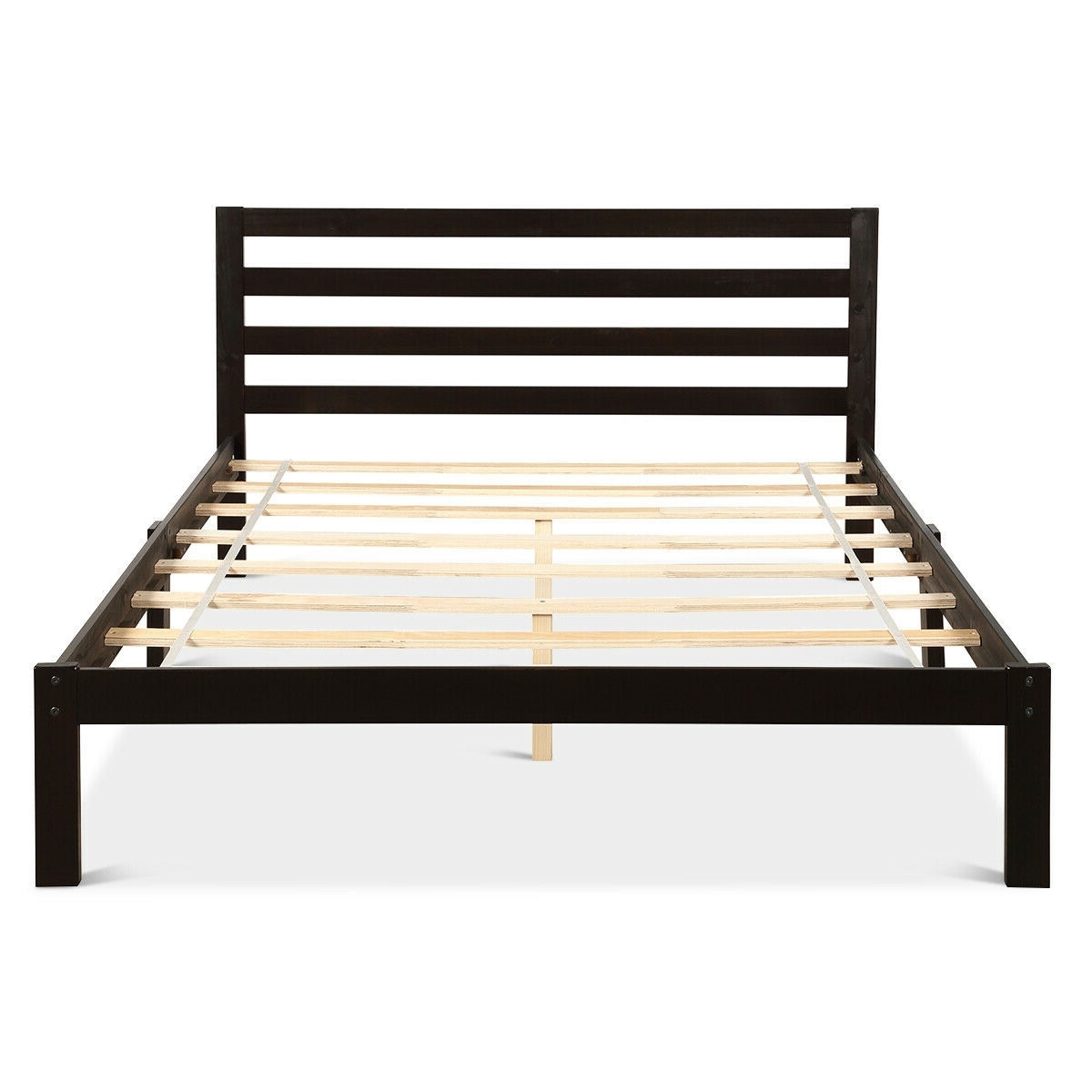 FaFurn - Queen Size Platform Bed Frame with Headboard in Espresso, Wood