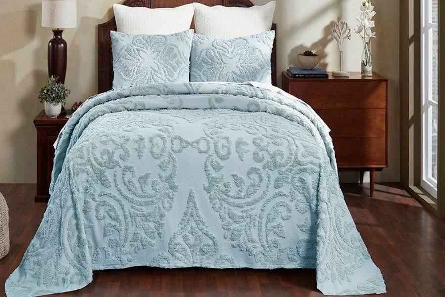 FaFurn Queen Size 3-Piece Coverlet Bedspread Set - Blue, Cotton