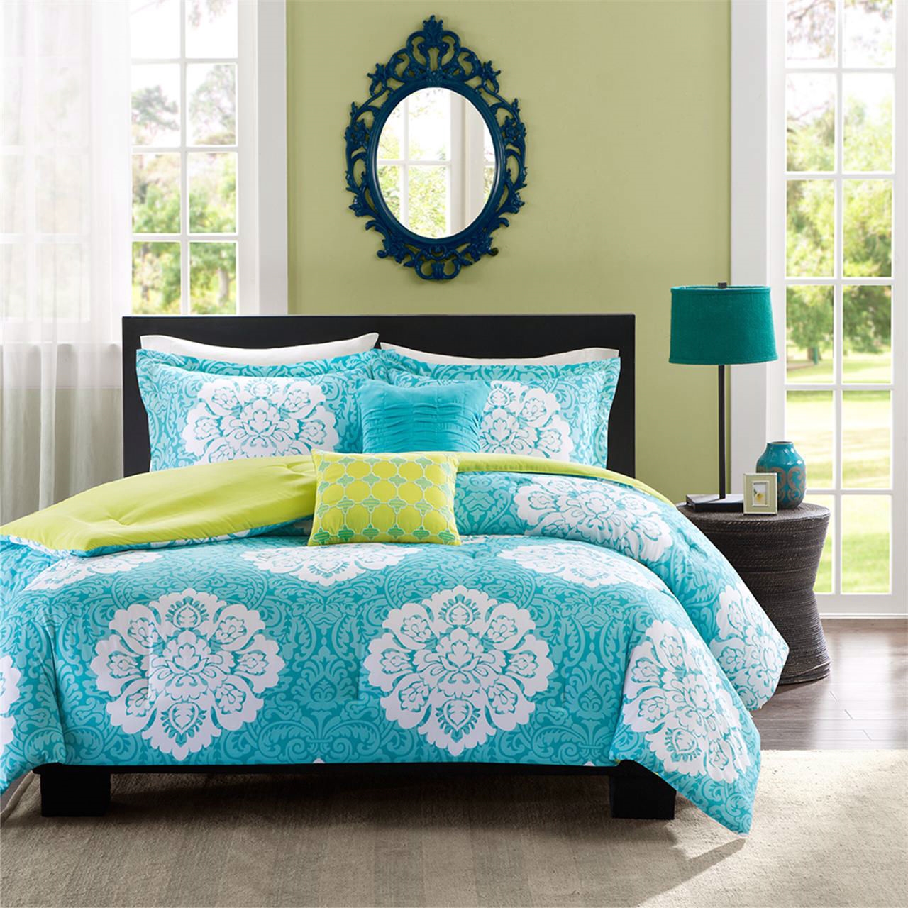 FaFurn - 5-Piece Comforter Set with Green Revers