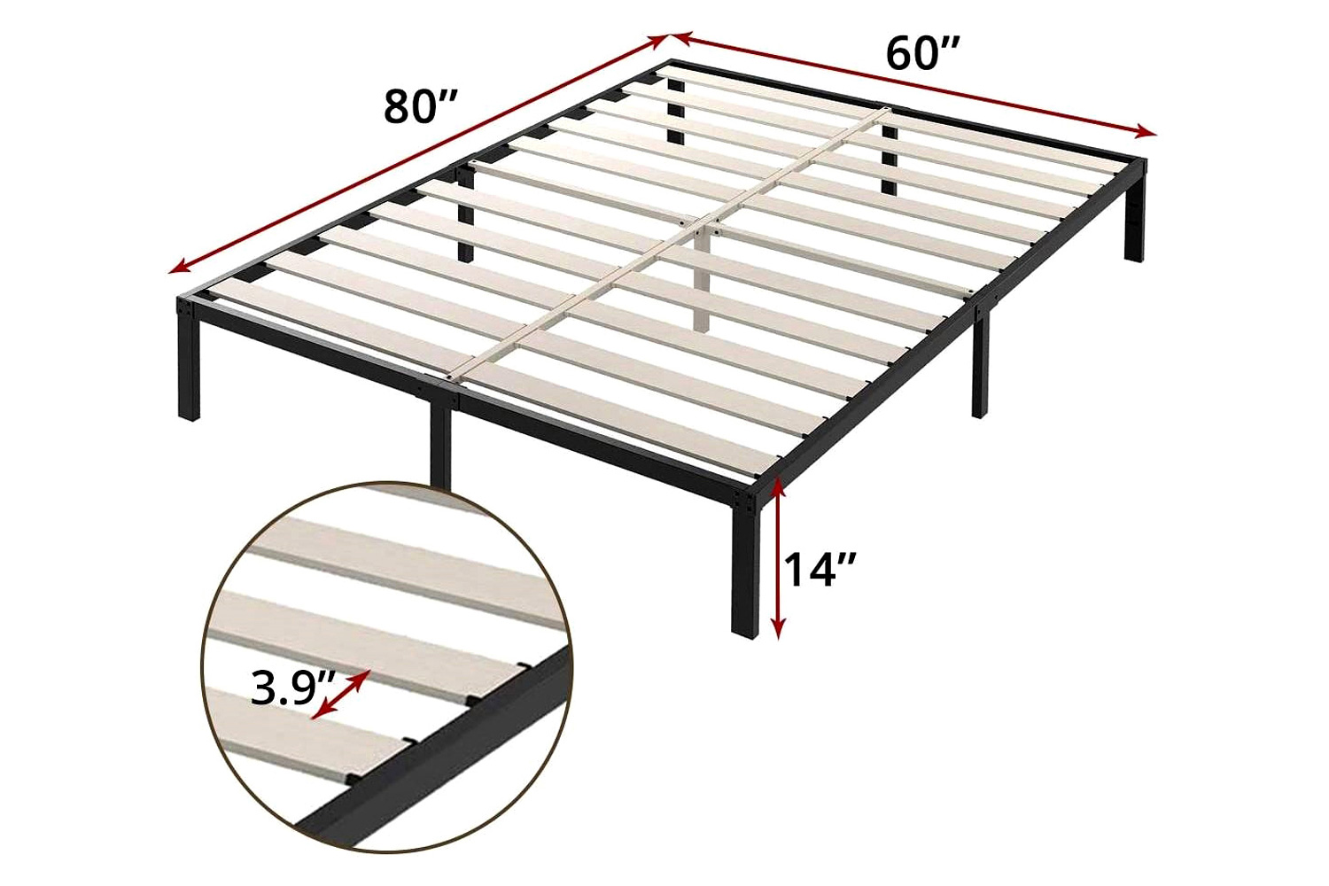 FaFurn™ Heavy Duty Metal Platform Bed Frame with Wood Slats 3,500 Lbs Weight Limit - Queen Size