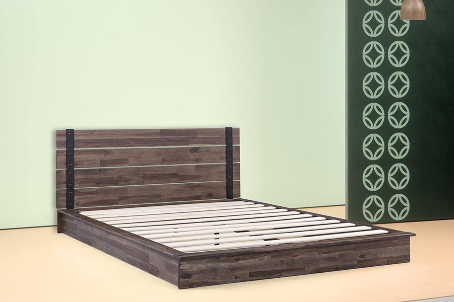 FaFurn - Farmhouse Wood Industrial Low Profile Platform Bed Frame