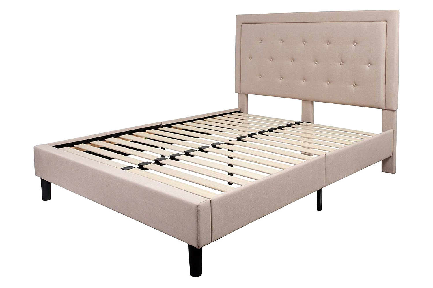 FaFurn - Upholstered Platform Bed Frame with Button Tufted Headboard