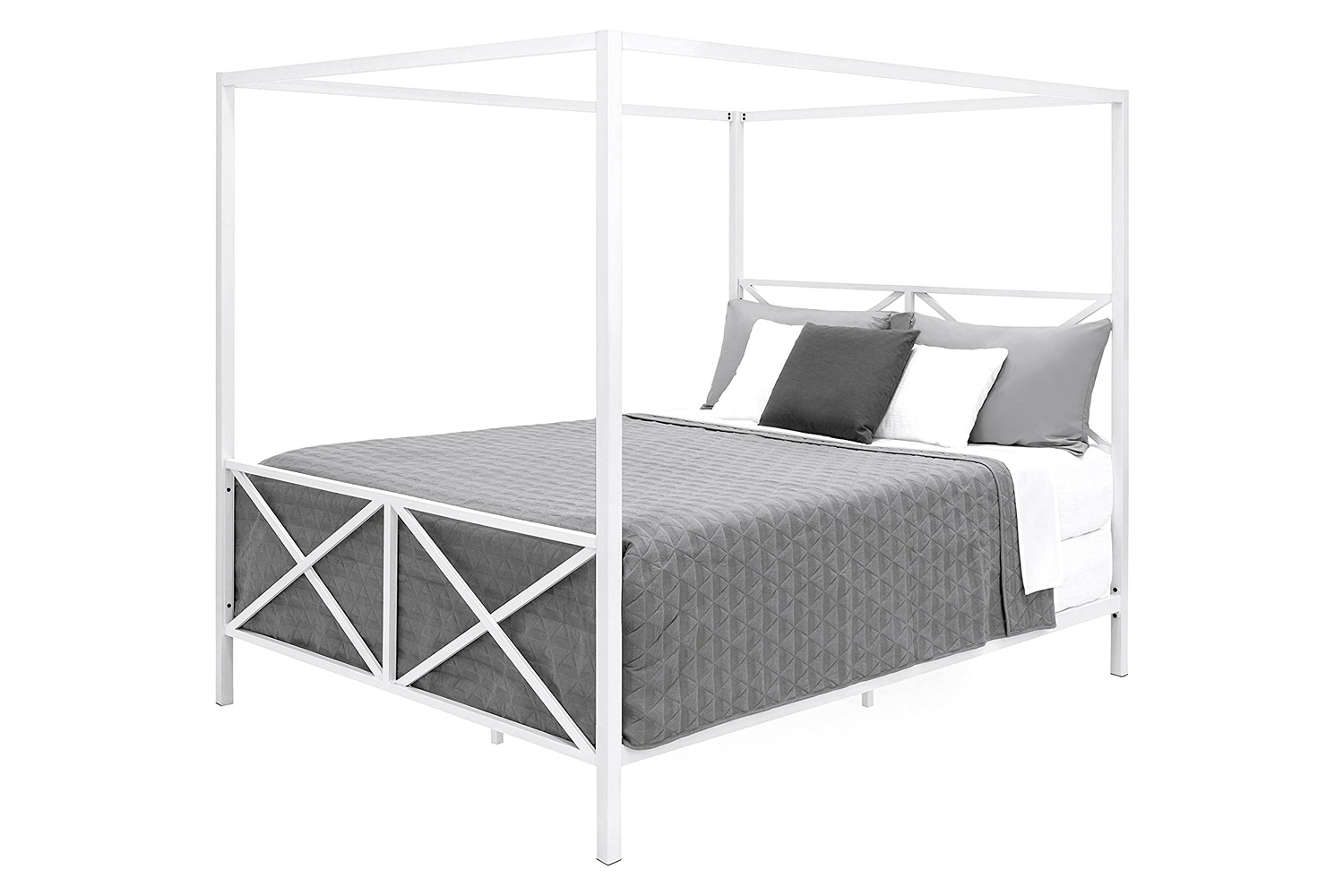 FaFurn - Modern Metal Canopy Bed Frame with Headboard and Footboard