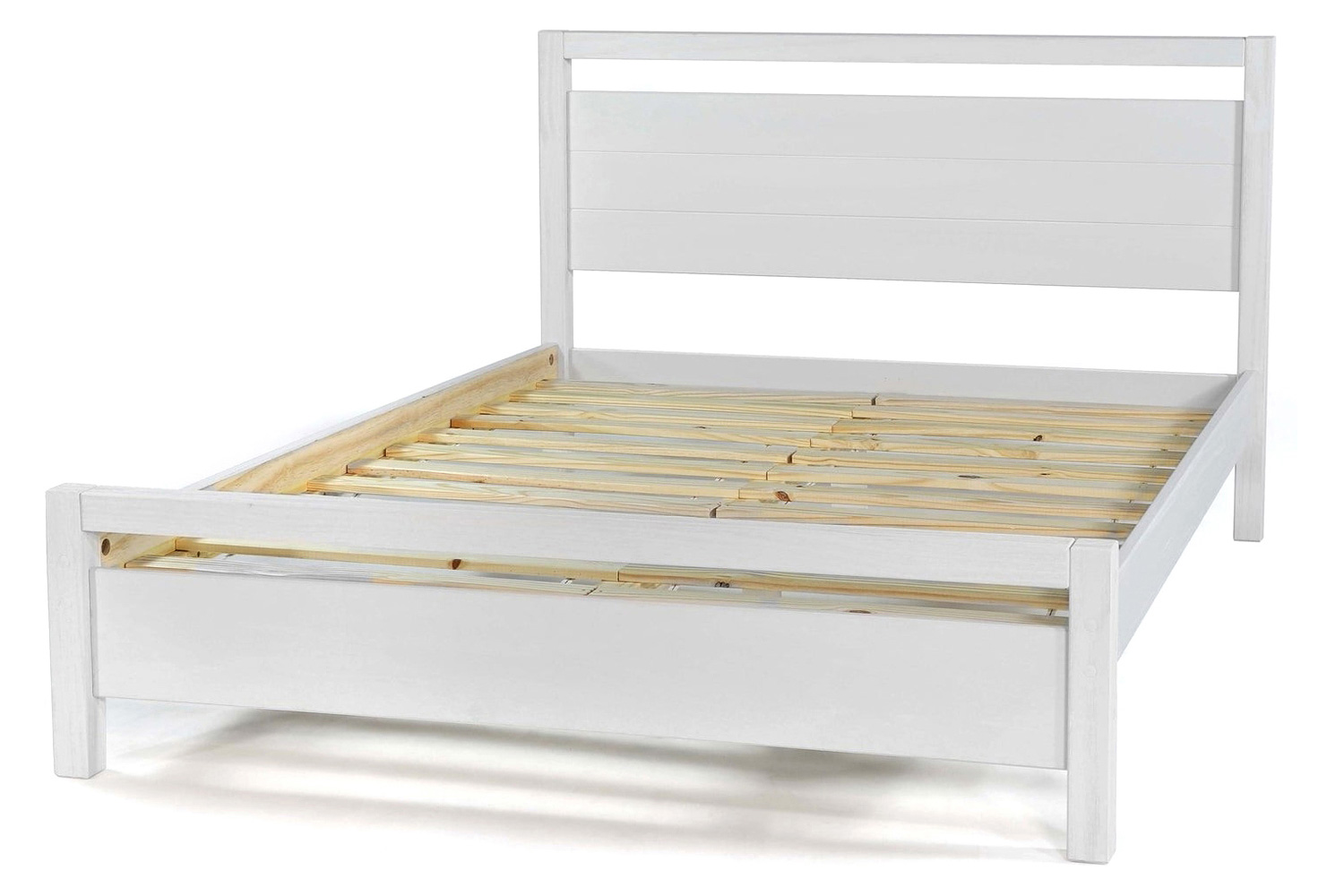 FaFurn™ Farmhouse Traditional Rustic Platform Bed - White, Queen Size