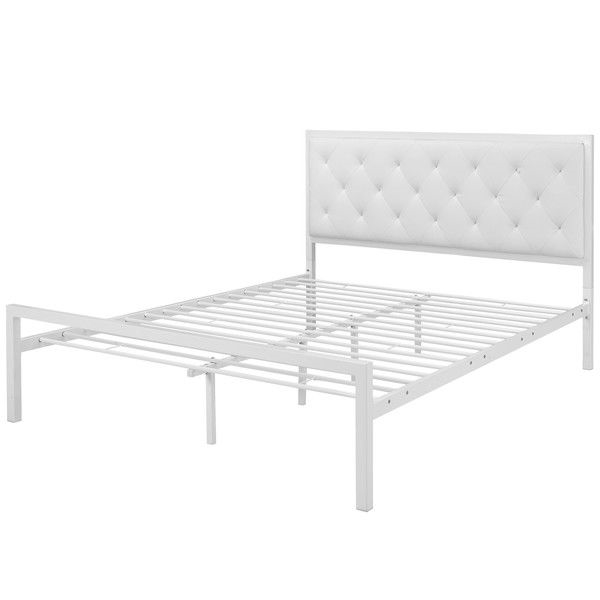 FaFurn - Platform Bed with Button Tufted Headboard