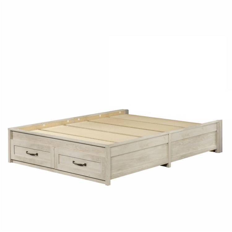 FaFurn Farmhouse Platform Bed with Storage Drawers - White, Wood