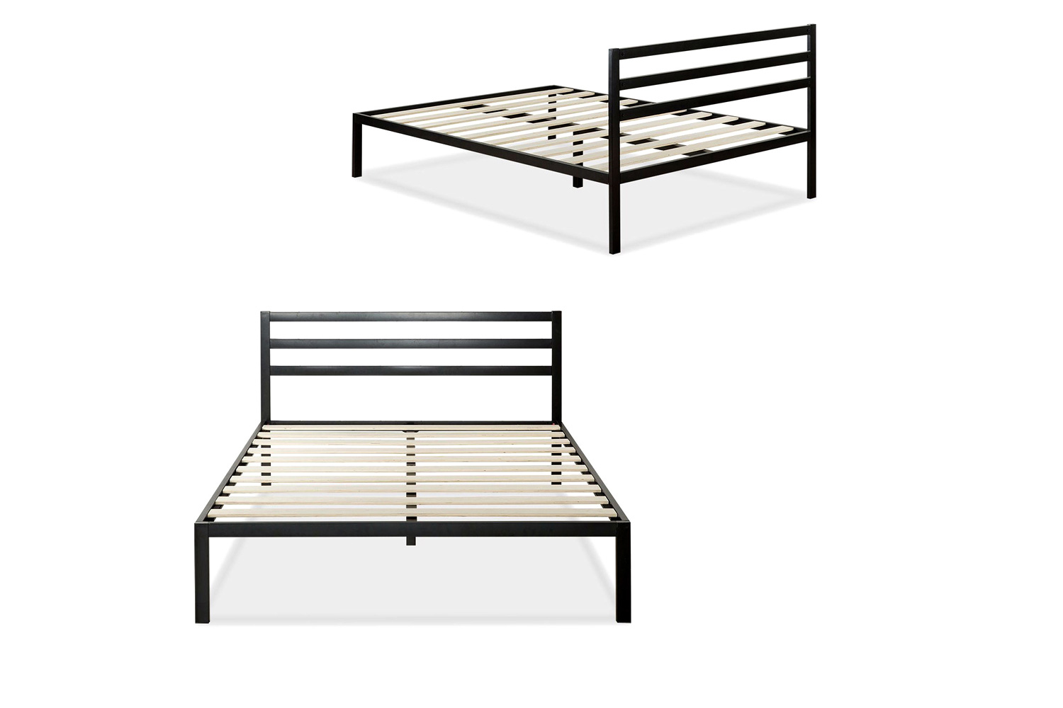 FaFurn Metal Platform Bed Frame with Headboard and Wood Slats - Queen Size