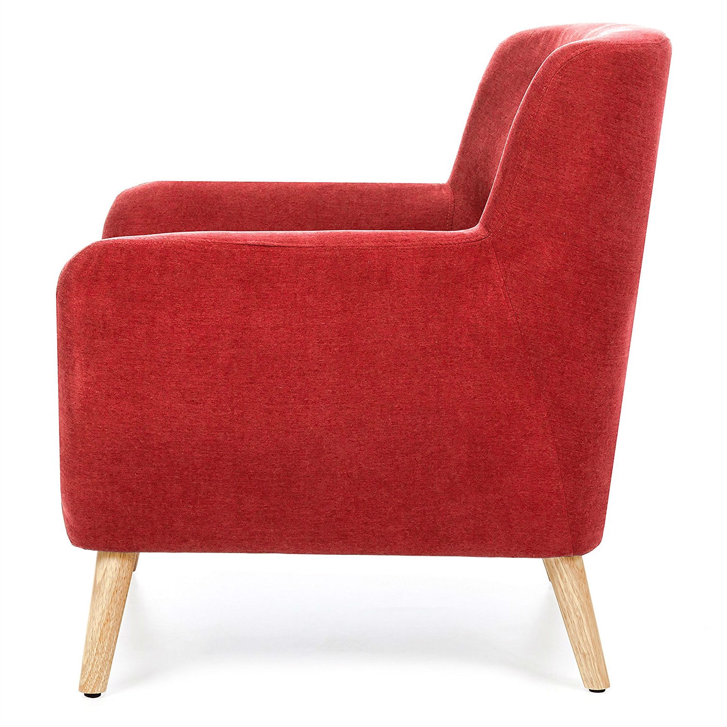 FaFurn Modern Armchair with Mid-Century Classic Style Wood Legs - Red