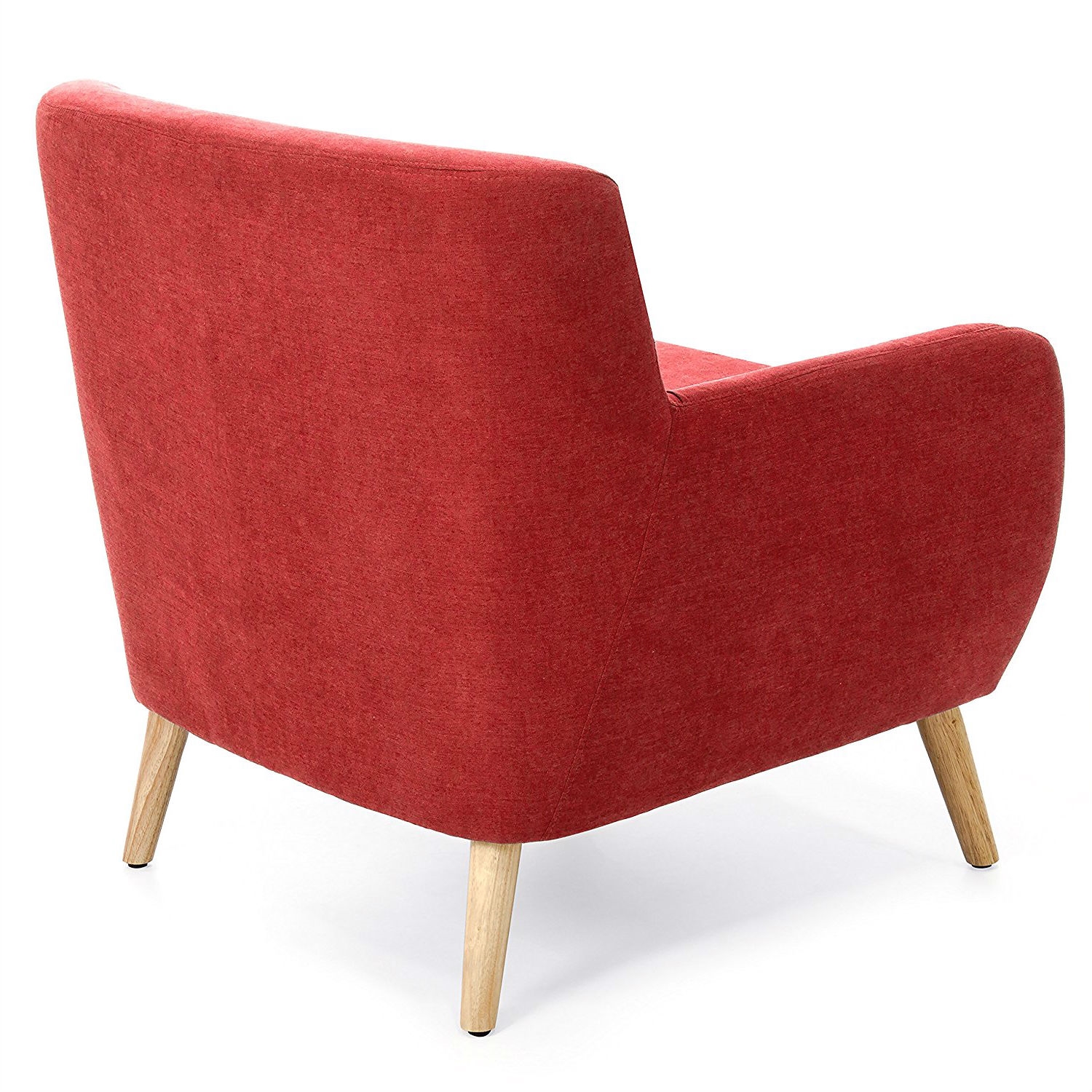 FaFurn Modern Armchair with Mid-Century Classic Style Wood Legs - Red