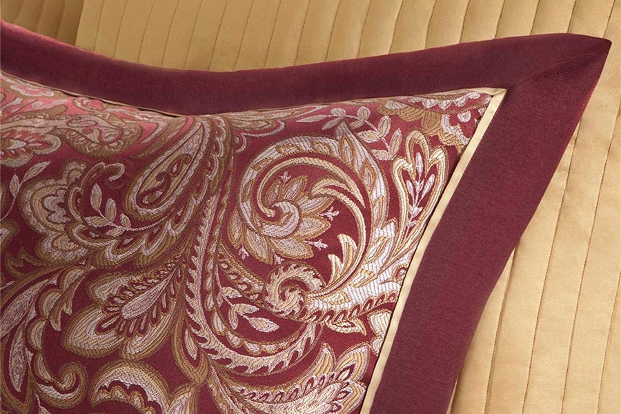 FaFurn 12 Piece Cotton Polyester Comforter Set - Red/Gold, Queen Size