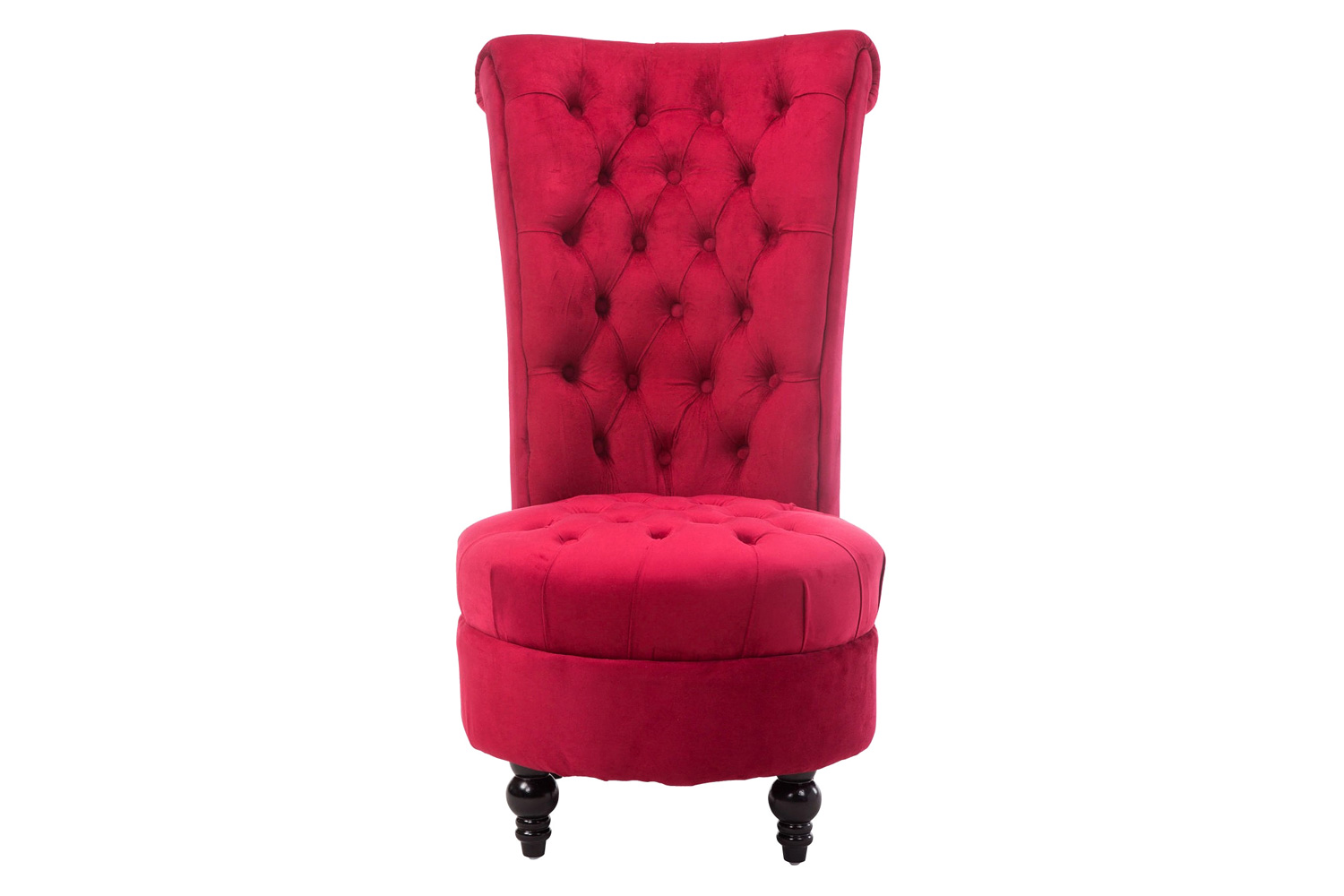 FaFurn™ Tufted High Back Plush Velvet Upholstered Accent Low Profile Chair - Red