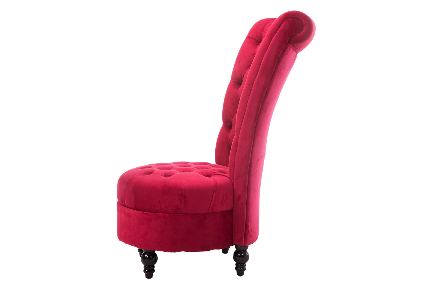 FaFurn™ Tufted High Back Plush Velvet Upholstered Accent Low Profile Chair - Red