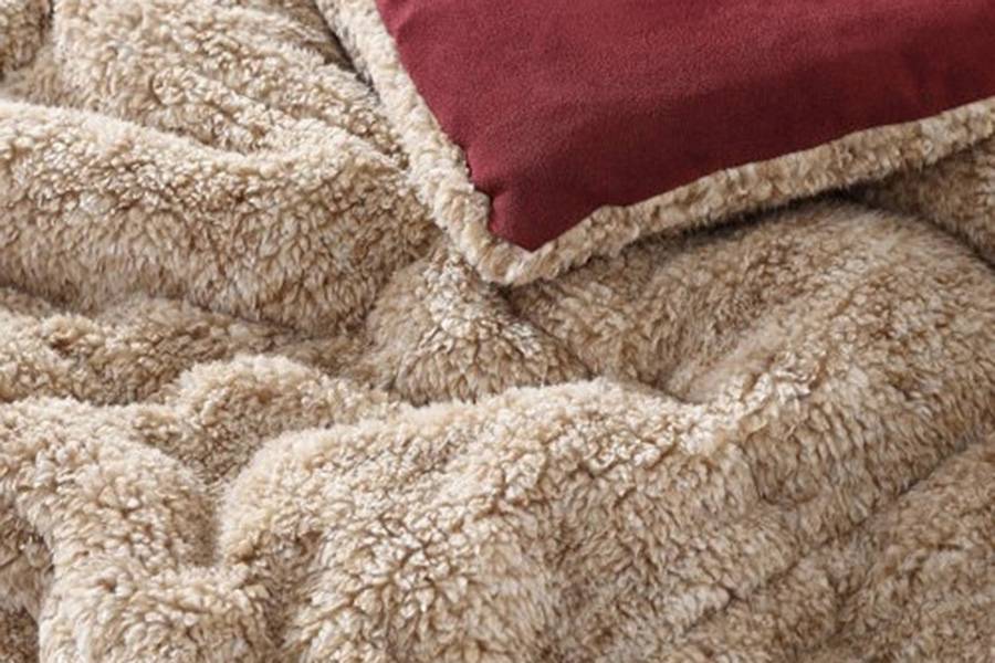 FaFurn Plush Sherpa Reversible Micro Suede Comforter Set - Marron, Full/Queen Size