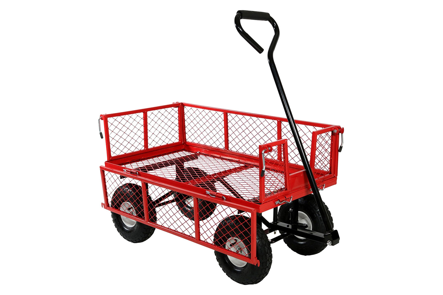 FaFurn Heavy Duty Steel Garden Utility Cart Wagon with Removable Sides - Red