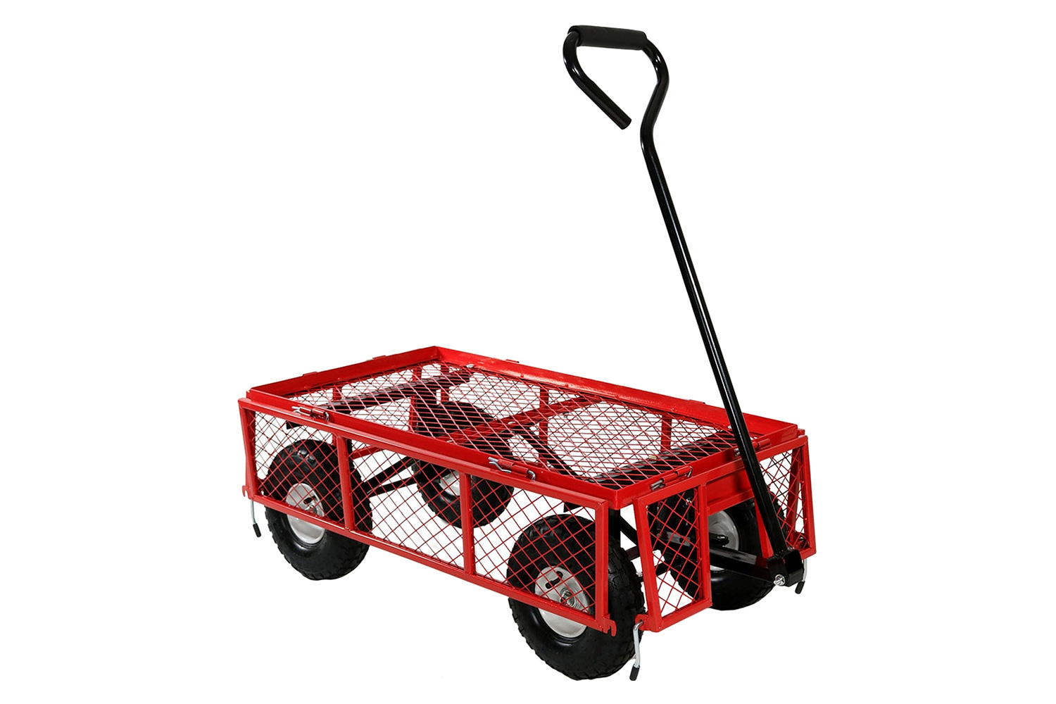 FaFurn Heavy Duty Steel Garden Utility Cart Wagon with Removable Sides - Red