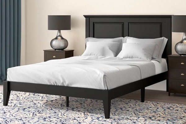 FaFurn Traditional Full Size Platform Bed with Headboard - Black, Wood