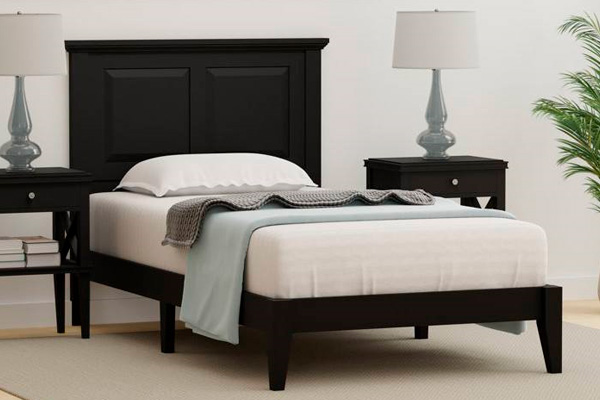 FaFurn Traditional Twin Size Platform Bed with Headboard - Black, Wood