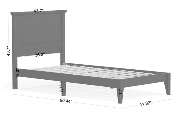 FaFurn Traditional Twin Size Platform Bed with Headboard - Black, Wood