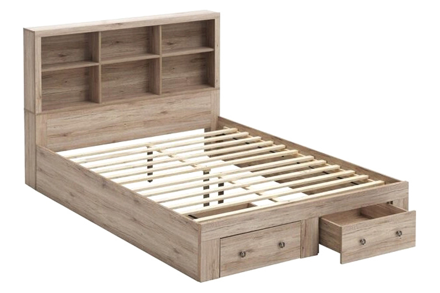 FaFurn - Farmhouse Low Profile 2 Drawer Storage Platform Bed