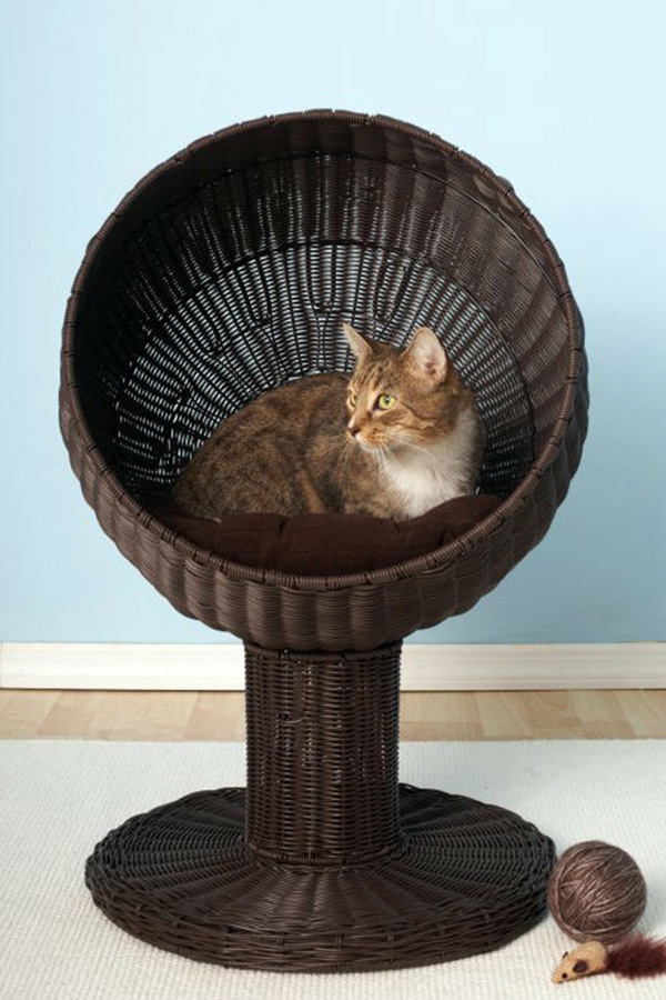 FaFurn - Fancy Cat Espresso Wicker Modern Cat Bed Lounge