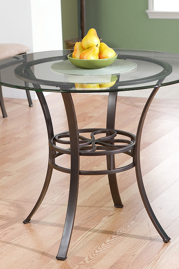 FaFurn - Round Glass Top Dining Table with Durable Metal Base