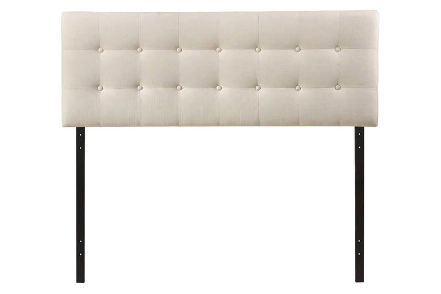 FaFurn Modern Fabric Upholstered Button Tufted Headboard - Ivory, Full Size