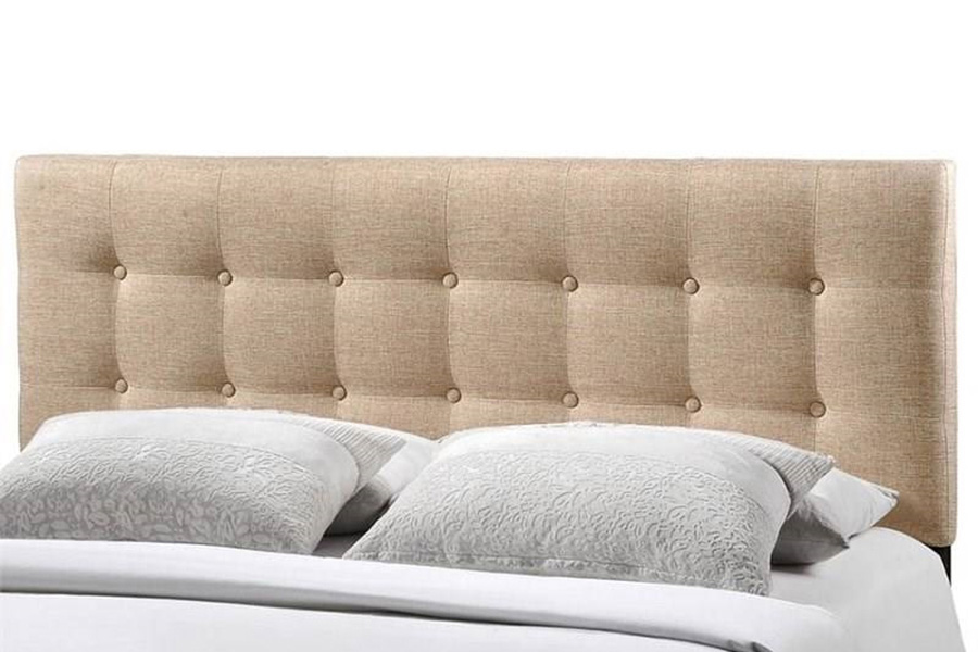 FaFurn Modern Fabric Upholstered Button Tufted Headboard - Beige, Full Size