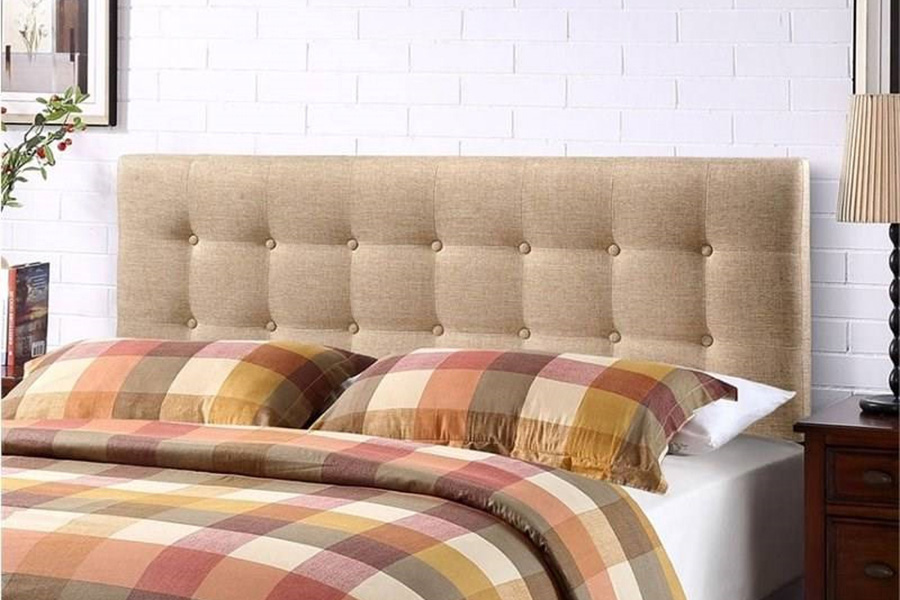 FaFurn Modern Fabric Upholstered Button Tufted Headboard - Beige, Full Size