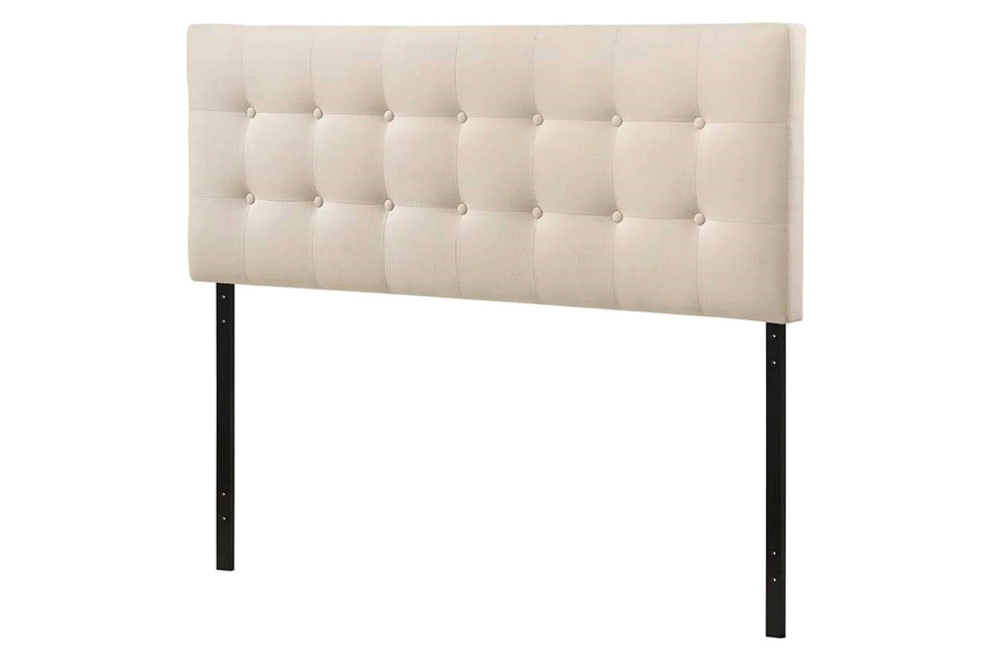 FaFurn Modern Fabric Upholstered Button Tufted Headboard - Ivory, Queen Size