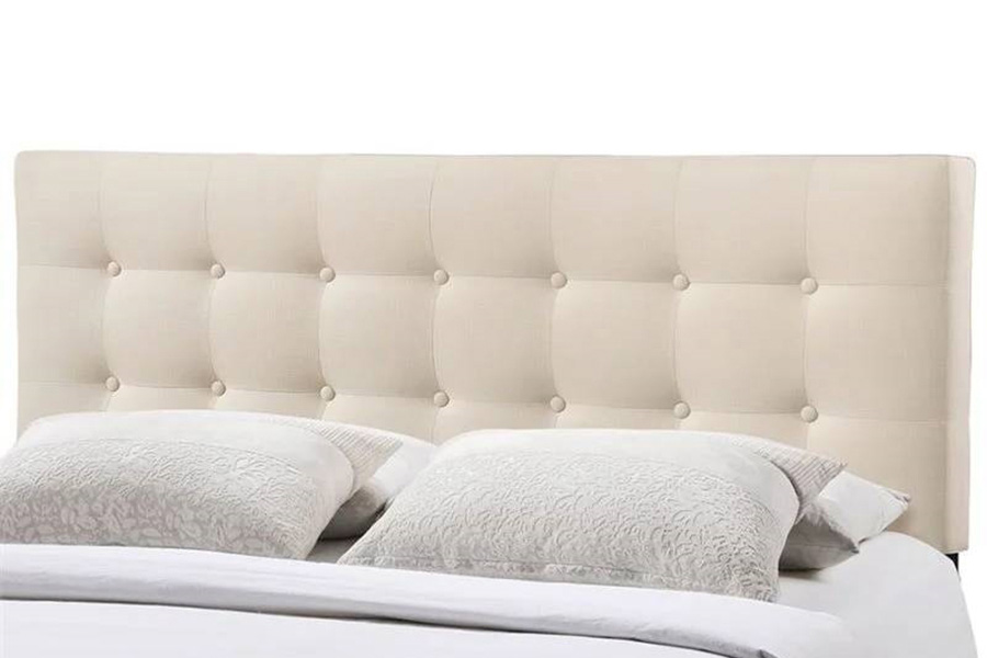 FaFurn Modern Fabric Upholstered Button Tufted Headboard - Ivory, Queen Size