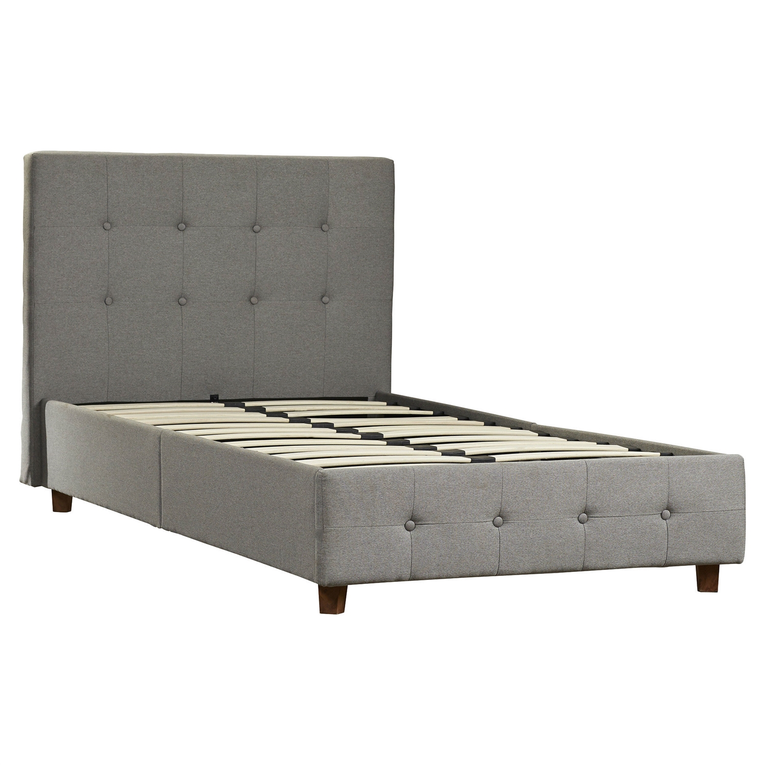 FaFurn - Twin Size Platform Bed Frame with Button-Tufted Headboard