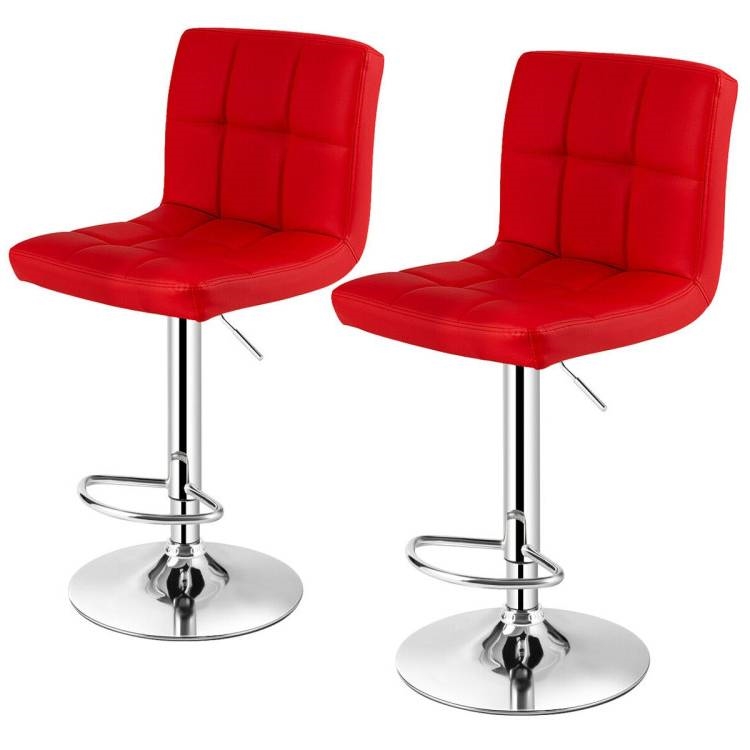 FaFurn - Set of 2 Modern Adjustable Barstool with PU Leather Swivel Seat