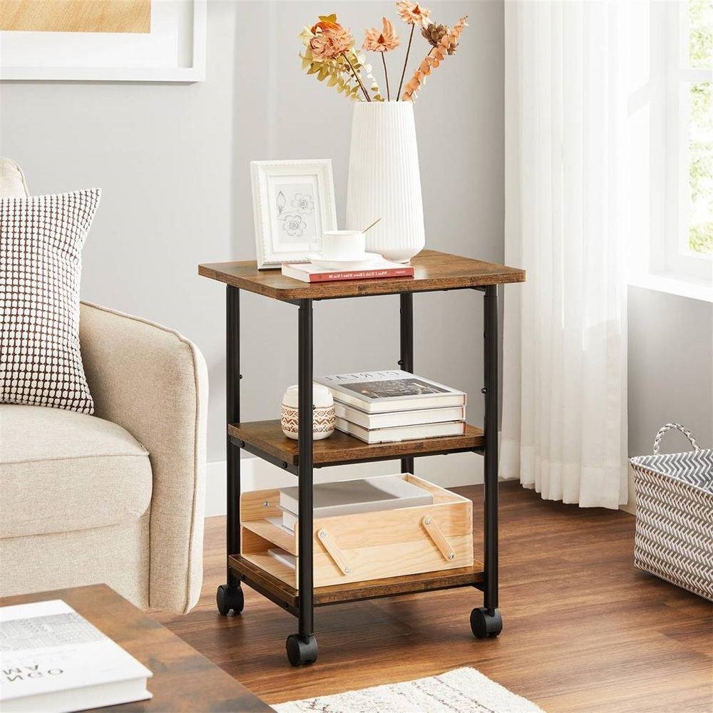 FaFurn Modern Printer Stand - Rustic Wood, Metal/Wood