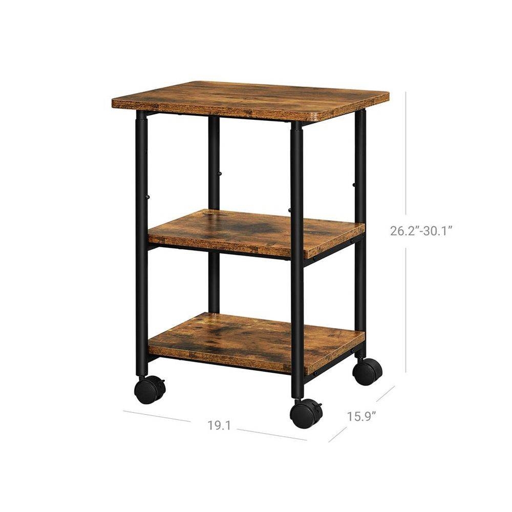 FaFurn Modern Printer Stand - Rustic Wood, Metal/Wood