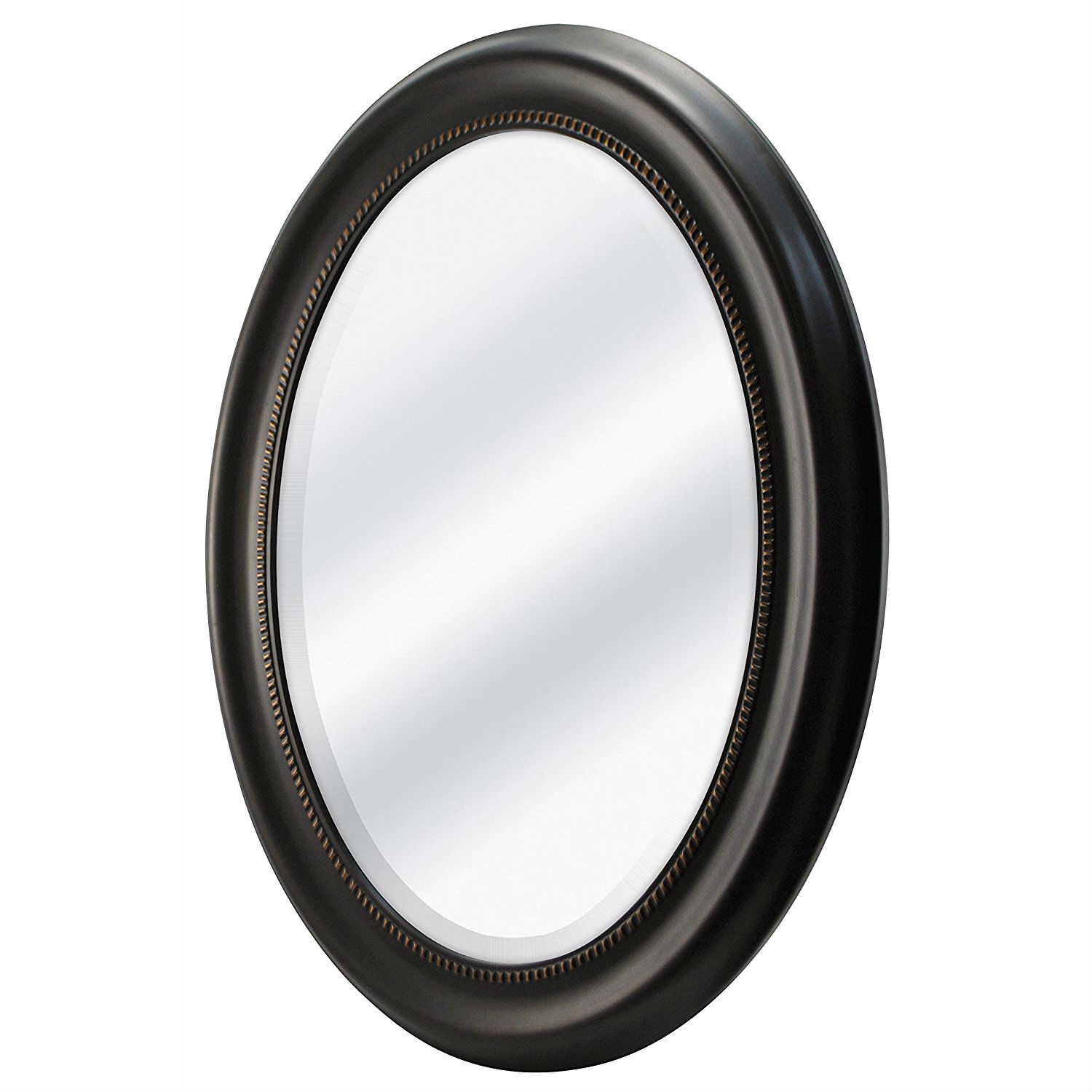 FaFurn Round Mirror with Beveled Edge and Frame - Bronze