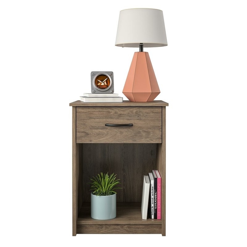 FaFurn 1-Drawer Nightstand - Light Oak, Wood