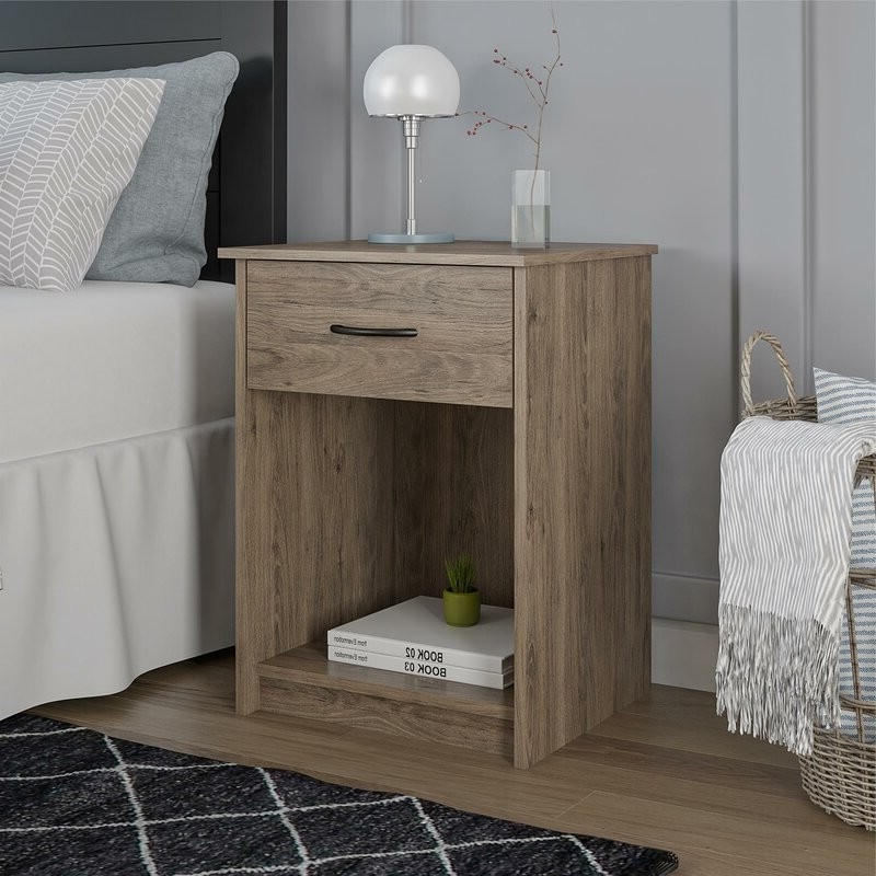 FaFurn 1-Drawer Nightstand - Light Oak, Wood